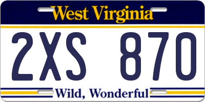 WV license plate 2XS870