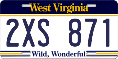 WV license plate 2XS871