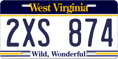 WV license plate 2XS874