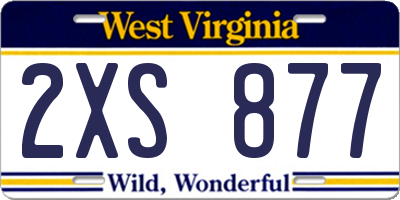 WV license plate 2XS877