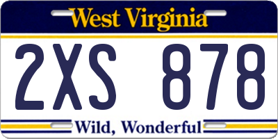 WV license plate 2XS878