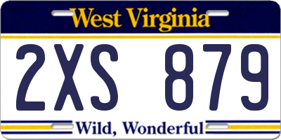 WV license plate 2XS879