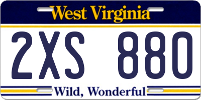 WV license plate 2XS880