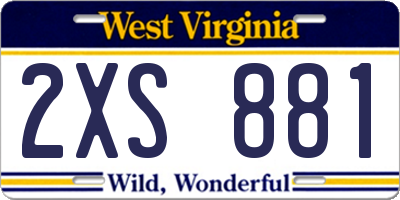 WV license plate 2XS881