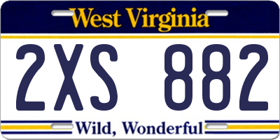 WV license plate 2XS882