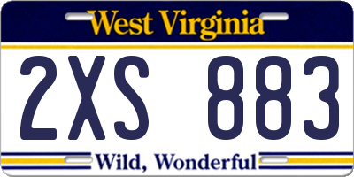 WV license plate 2XS883