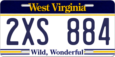 WV license plate 2XS884