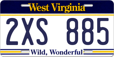 WV license plate 2XS885
