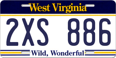 WV license plate 2XS886