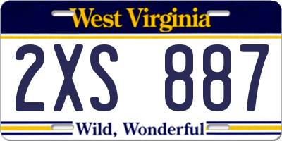 WV license plate 2XS887
