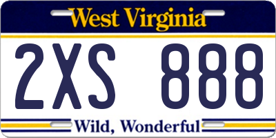 WV license plate 2XS888
