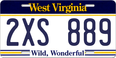WV license plate 2XS889