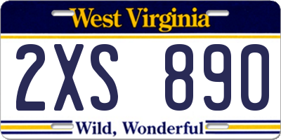 WV license plate 2XS890