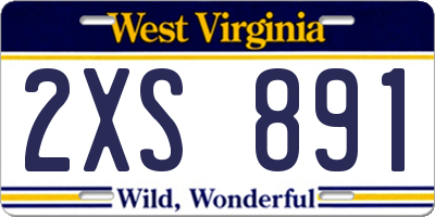 WV license plate 2XS891