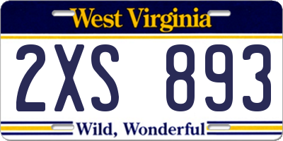WV license plate 2XS893