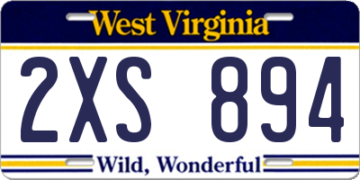 WV license plate 2XS894