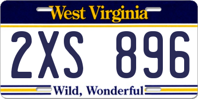 WV license plate 2XS896