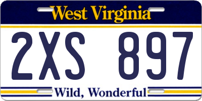 WV license plate 2XS897