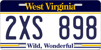 WV license plate 2XS898