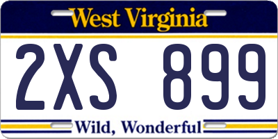 WV license plate 2XS899