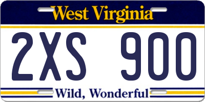WV license plate 2XS900