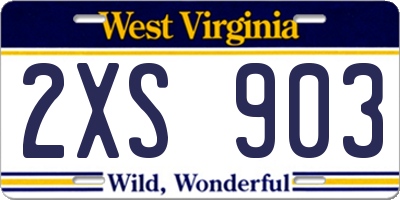 WV license plate 2XS903