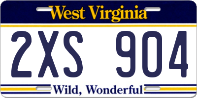WV license plate 2XS904