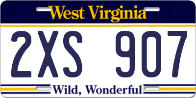WV license plate 2XS907