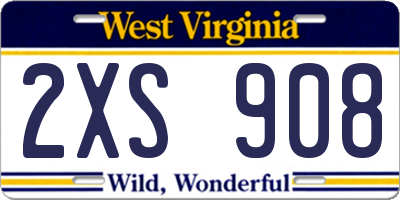 WV license plate 2XS908