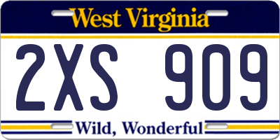 WV license plate 2XS909