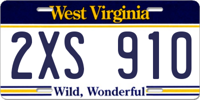 WV license plate 2XS910