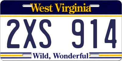 WV license plate 2XS914
