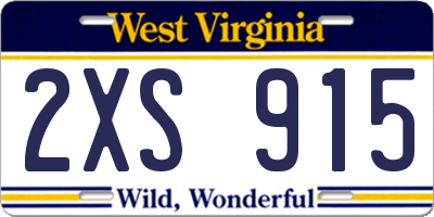 WV license plate 2XS915