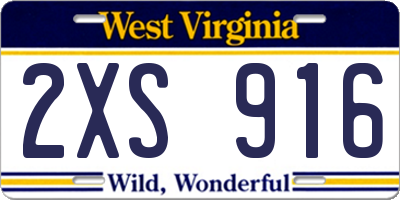 WV license plate 2XS916