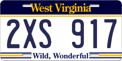WV license plate 2XS917