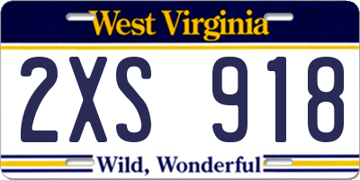 WV license plate 2XS918