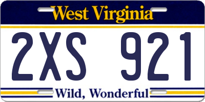 WV license plate 2XS921