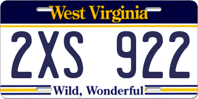 WV license plate 2XS922