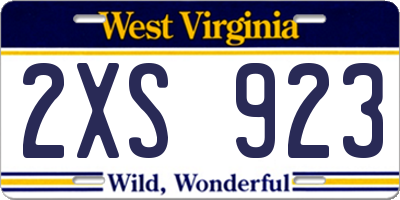 WV license plate 2XS923