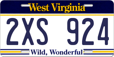 WV license plate 2XS924