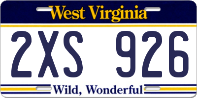 WV license plate 2XS926