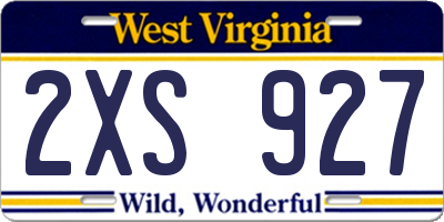 WV license plate 2XS927