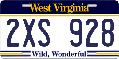 WV license plate 2XS928