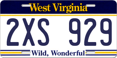 WV license plate 2XS929