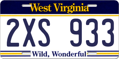 WV license plate 2XS933