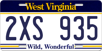 WV license plate 2XS935