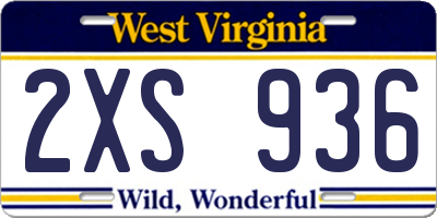 WV license plate 2XS936