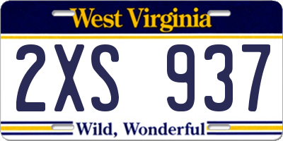WV license plate 2XS937