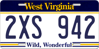 WV license plate 2XS942