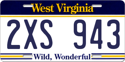 WV license plate 2XS943
